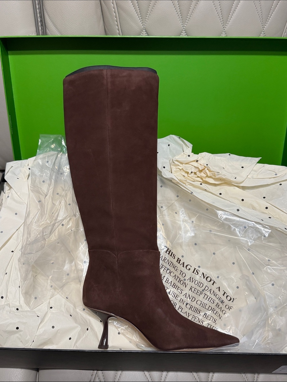 ♠️ kate spade ♠️ ADELE Tall Pointed Suede Boot in Dark Brown